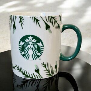 Starbucks Christmas Holiday 2020 Ceramic Mug Cup Garland Pine & Lights 26 oz